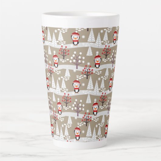 Kerstpinguïns Latte Mok (Voorkant)
