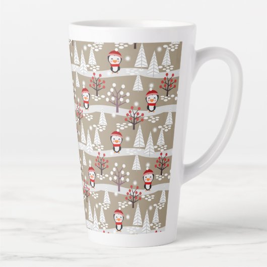 Kerstpinguïns Latte Mok (Rechts)