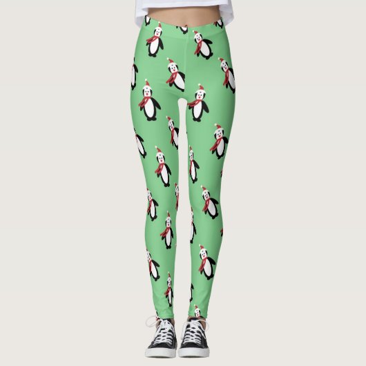 Kerstpinguïns Leggings voor dames (Voorkant)