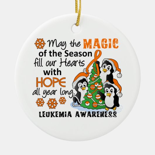 Kerstpinguïns Leukemie Keramisch Ornament (Voorkant)