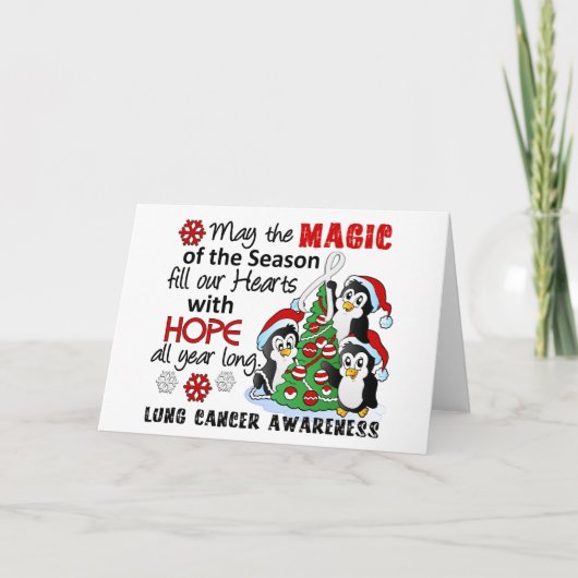 Kerstpinguïns Lung Cancer Feestdagen Kaart (Voorkant)