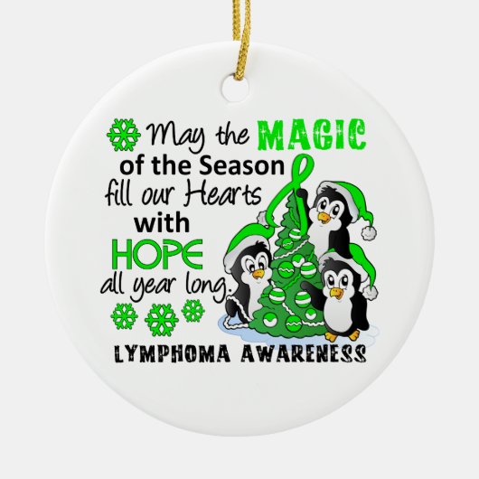 Kerstpinguïns Lymfoom Keramisch Ornament (Voorkant)