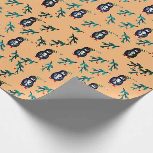Kerstpinguïns met Pet-omslagpapier Cadeaupapier (Hoek)