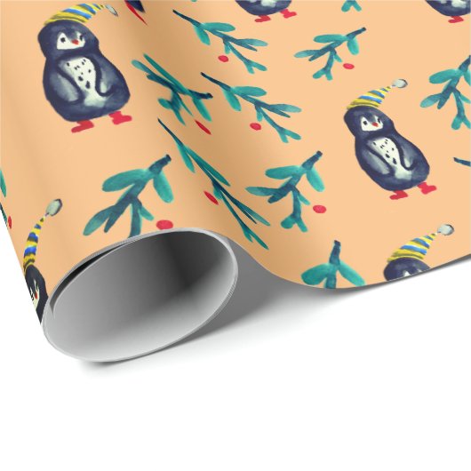 Kerstpinguïns met Pet-omslagpapier Cadeaupapier (Rol Hoek)