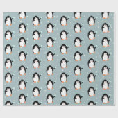 Kerstpinguïns met sneeuwbal inpakpapier (Vlak)