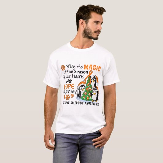 kerstpinguïns MS MS MS T-shirt (Voorkant volledig)