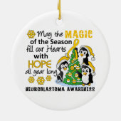 Kerstpinguïns Neuroblastoma Keramisch Ornament (Achterkant)