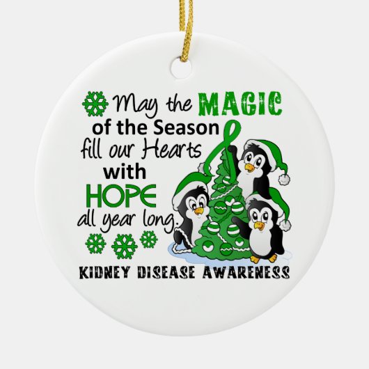 Kerstpinguïns Nierziekte Keramisch Ornament (Voorkant)
