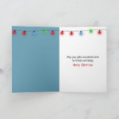 Kerstpinguïns op de ijsberg feestdagen kaart (Binnen)