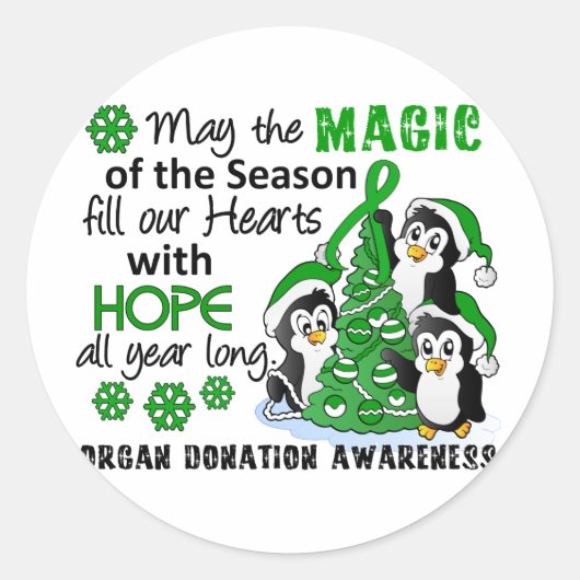 kerstpinguïns orgaandonatie ronde sticker (Voorkant)
