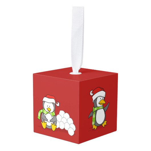 Kerstpinguïns Ornament (Voorkant hoekig)