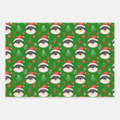 Kerstpinguïns, Ornamenten en geschenken groen Inpakpapier Vel (Voorkant 3)