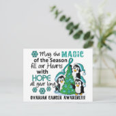 Kerstpinguïns - ovariumkanker feestdagenkaart (Staand voorkant)