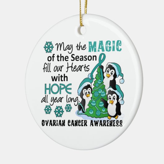 Kerstpinguïns - ovariumkanker keramisch ornament (Links)