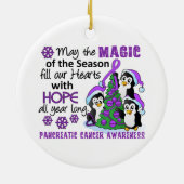 Kerstpinguïns pancreaskanker keramisch ornament (Achterkant)