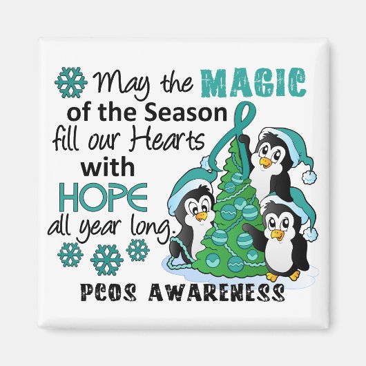 kerstpinguïns PCOS Magneet (Voorkant)