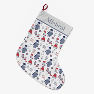 Kerstpinguïns Petten handschoenen Grote Kerstsok