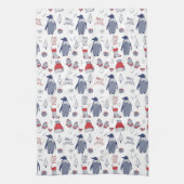Kerstpinguïns Petten handschoenen Theedoek (Verticaal)