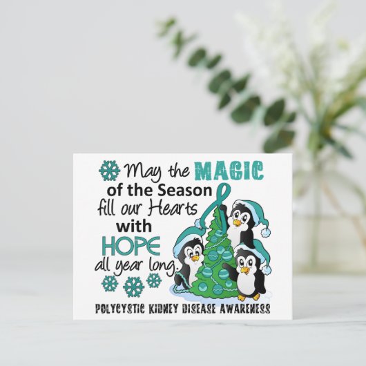 Kerstpinguïns PKD Feestdagenkaart (Staand voorkant)