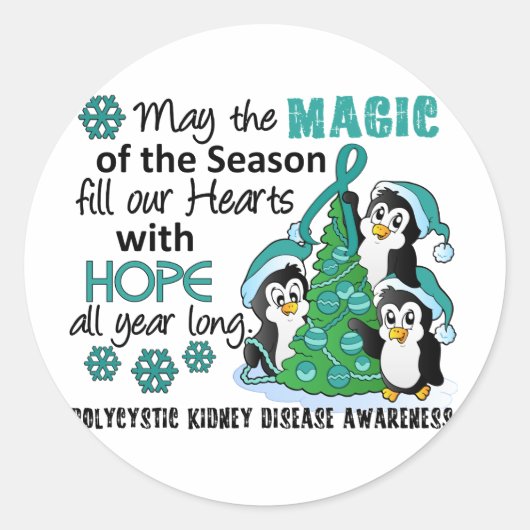 Kerstpinguïns PKD Ronde Sticker (Voorkant)