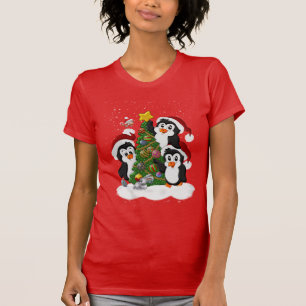 Kerstpinguïns rond de kerstboom t-shirt