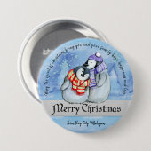 Kerstpinguïns Ronde Button 7,6 Cm (Voorkant /achterkant)