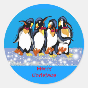 Kerstpinguïns Ronde Sticker