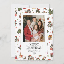 Kerstpinguïns Rood Groen Familie Foto