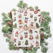 Kerstpinguïns Rood Groen Inpakpapier Vel