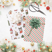 Kerstpinguïns Rood Groen Inpakpapier Vel