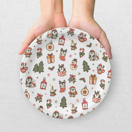 Kerstpinguïns Rood Groen Papieren Bordje