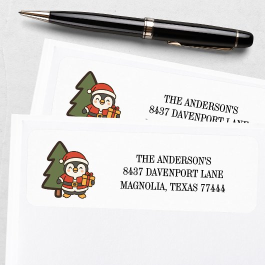 Kerstpinguïns Rood Groen Retouradres Etiket