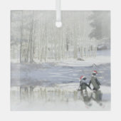 Kerstpinguïns schaatsen Frozen Pond Ornament (Voorkant)