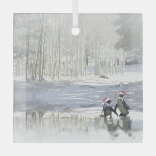 Kerstpinguïns schaatsen Frozen Pond Ornament (Voorkant)