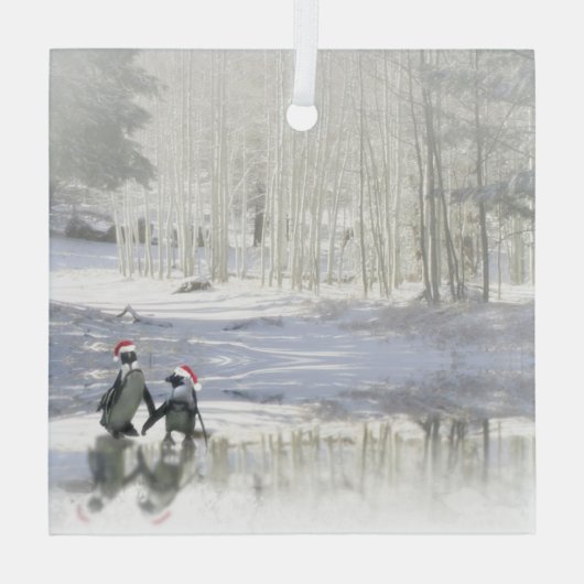 Kerstpinguïns schaatsen Frozen Pond Ornament (Achterkant)