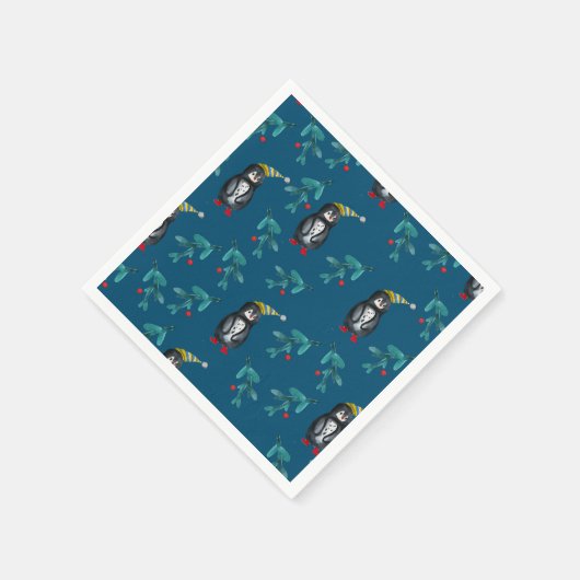 Kerstpinguïns Servet (Hoek)