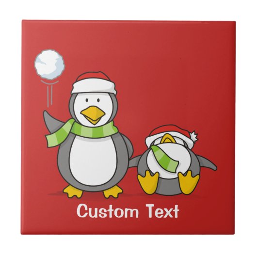 kerstpinguïns tegeltje (Voorkant)