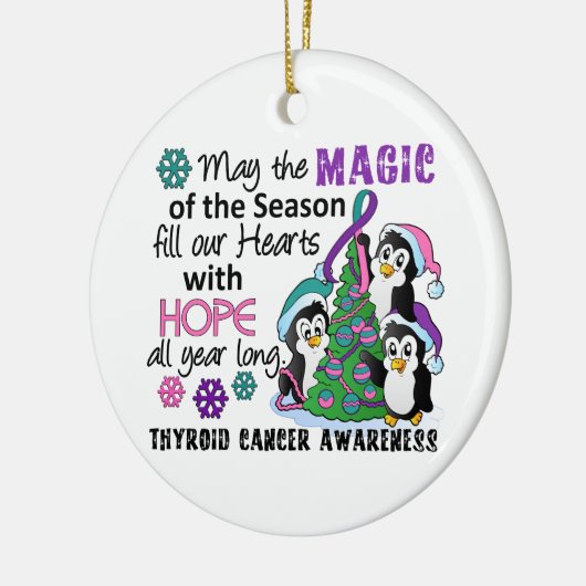 Kerstpinguïns Thyroïd Cancer Keramisch Ornament (Links)
