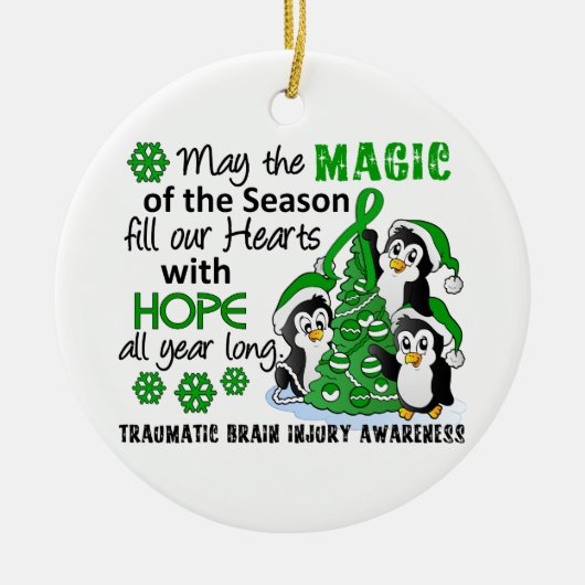 Kerstpinguïns Traumatic Brain Injury TBI Keramisch Ornament (Voorkant)