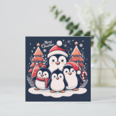 Kerstpinguïns van Rp  Feestdagenkaart (Staand voorkant)