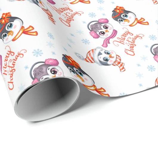 kerstpinguïns Verpakkingspapier Cadeaupapier (Rol Hoek)