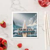 Kerstpinguïns verzamelen zich rond een boom servet (Insitu)