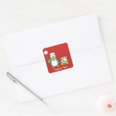 kerstpinguïns vierkante sticker (Envelop)