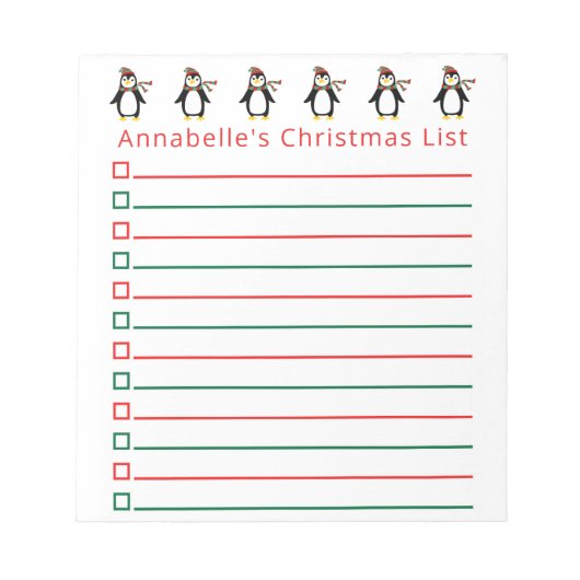 kerstpinguïns Winkellijst Aanpassen Notitieblok (Voorkant)