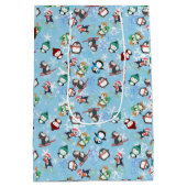 Kerstpinguïns wintersport Schattige Grappig Medium Cadeauzakje (Achterkant)