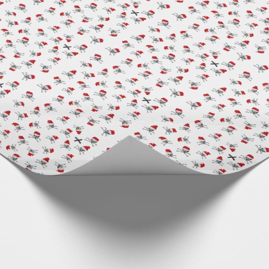 Kerstpiraat Skulls op wit Cadeaupapier (Hoek)