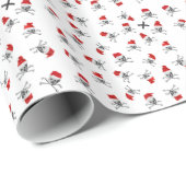 Kerstpiraat Skulls op wit Cadeaupapier (Rol Hoek)