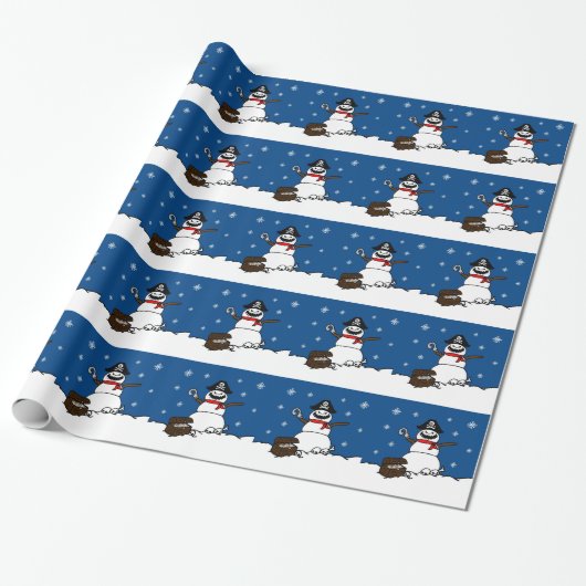 kerstpiraat Snowman Cadeaupapier (Uitgerold)