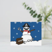 kerstpiraat Snowman Feestdagenkaart (Staand voorkant)