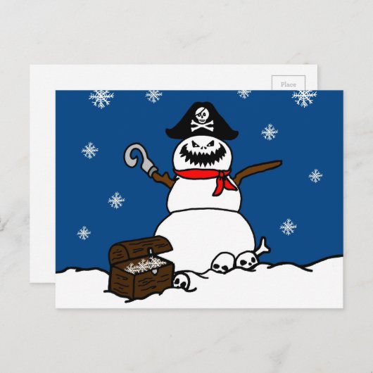 kerstpiraat Snowman Feestdagenkaart (Voorkant / Achterkant)